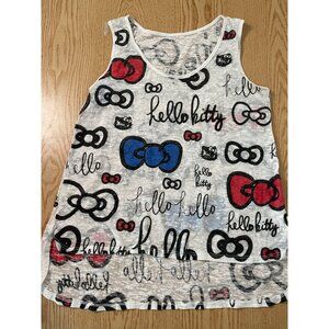 B6 Women’s Junior’s Hello Kitty Print Semi Sheer Tank Off White size Medium